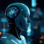 What is Artificial Intelligence concept image showing AI robot and digital brain